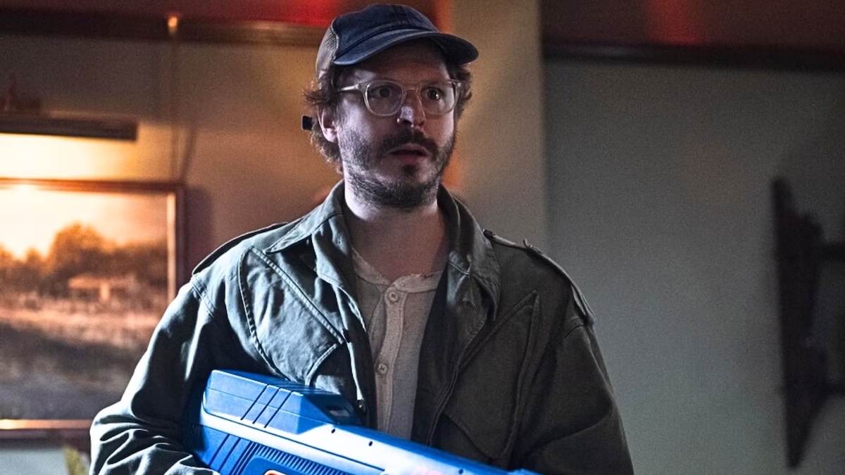 michael cera holding a water gun