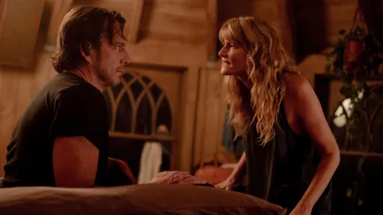 man and woman looking