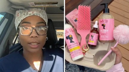 woman shares package issue (l) Camille Rose products (r)
