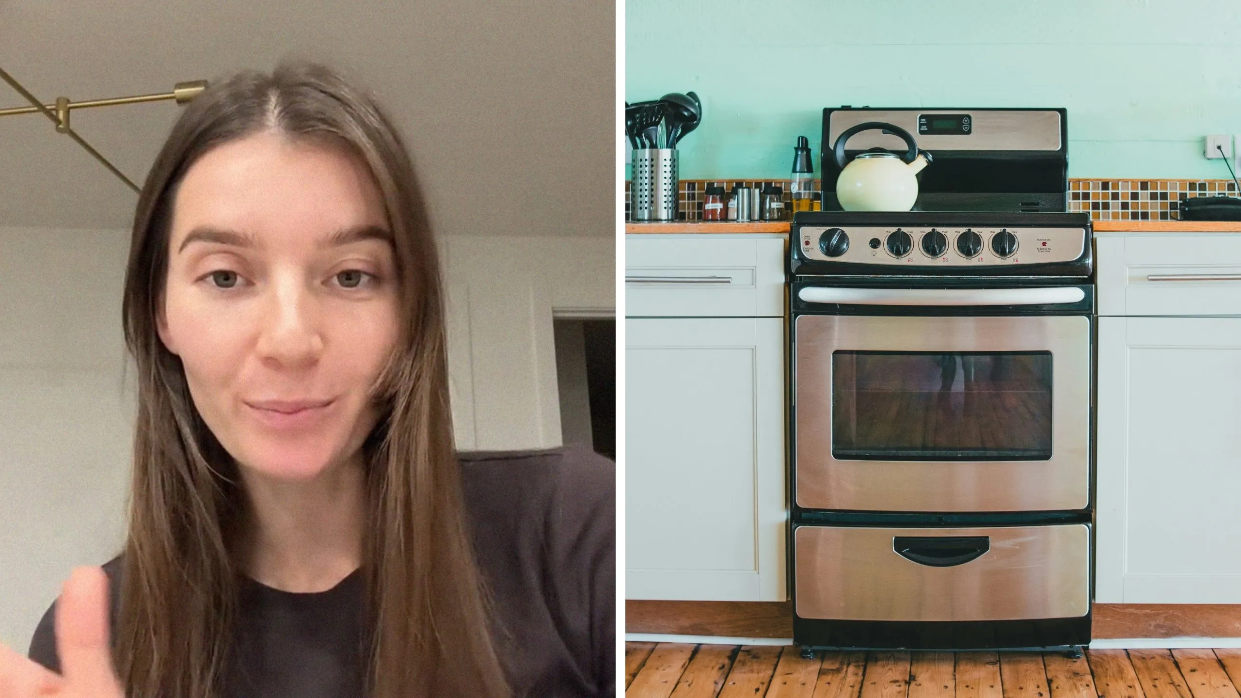 woman shares cleaning oven issue (l) kitchen oven (r)