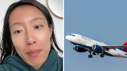 woman shares flight experience (l) delta airlines (r)