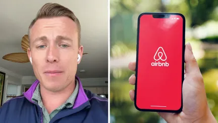 man shares air bnb issues (l) air bnb app (r)