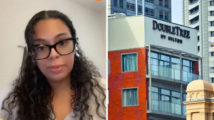 woman shares hotel issue (l) DoubleTree by hilton (r)