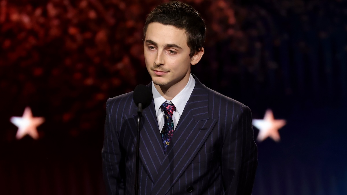 timothee chalamet on stage for Marty Supreme