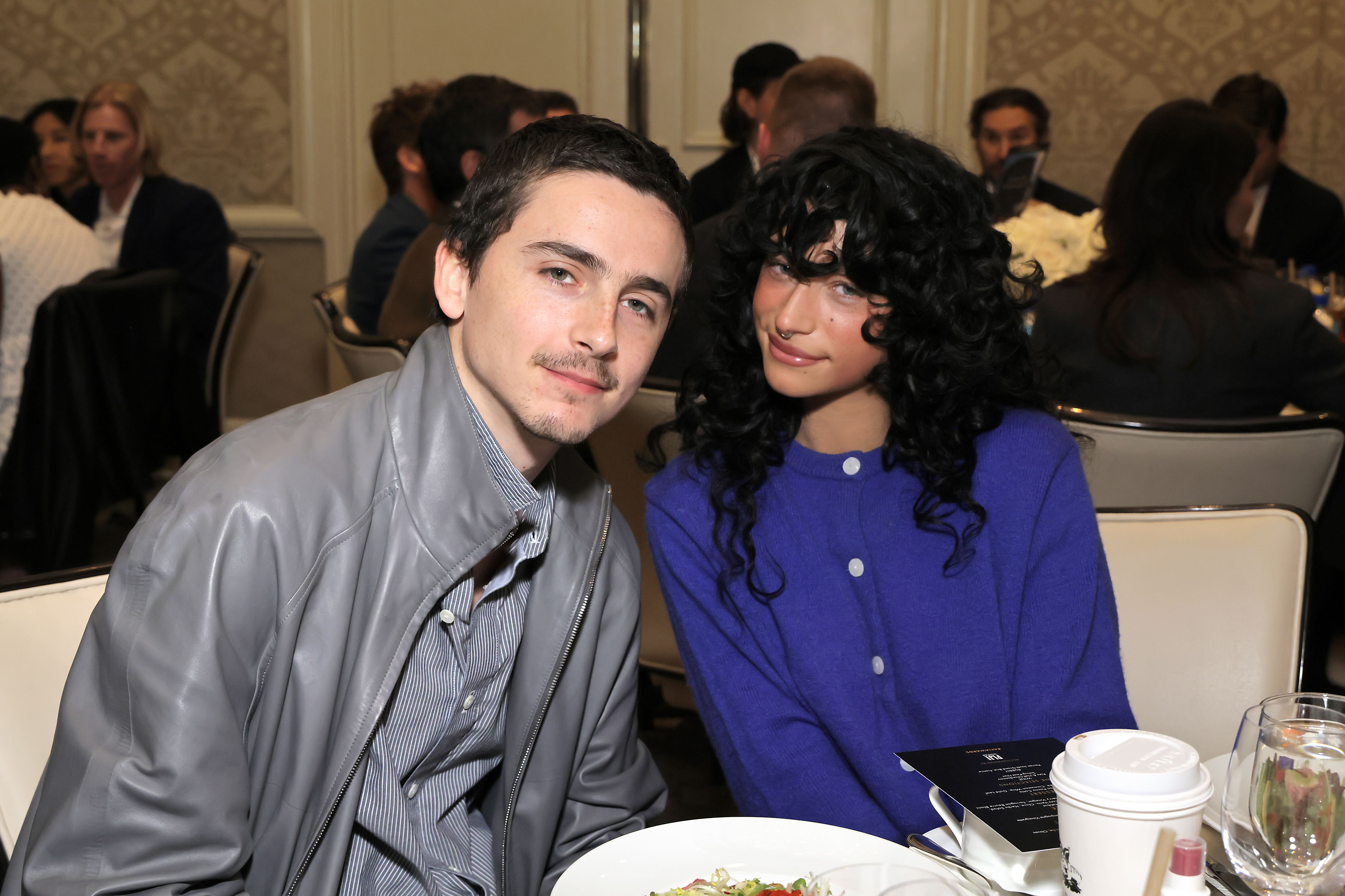 LOS ANGELES, CALIFORNIA - JANUARY 09: (L-R) Timothée Chalamet and Odessa A'zion attend the AFI Awards at Four Seasons Hotel Los Angeles at Beverly Hills on January 09, 2026 in Los Angeles, California. (Photo by Rodin Eckenroth/Getty Images for AFI)