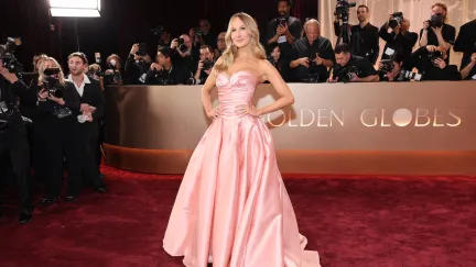 nikki glaser on a red carpet