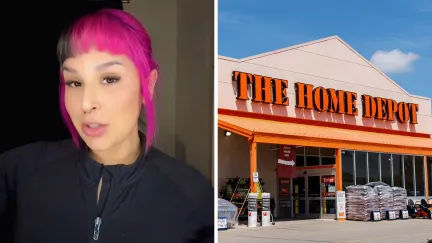 woman shares make up light shopping experience (l) the home depot storefront (r)