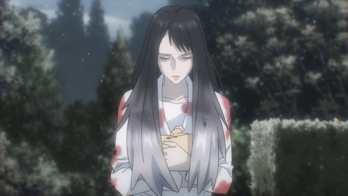 A wounded woman cradles a baby in "Parasyte - The Maxim" 