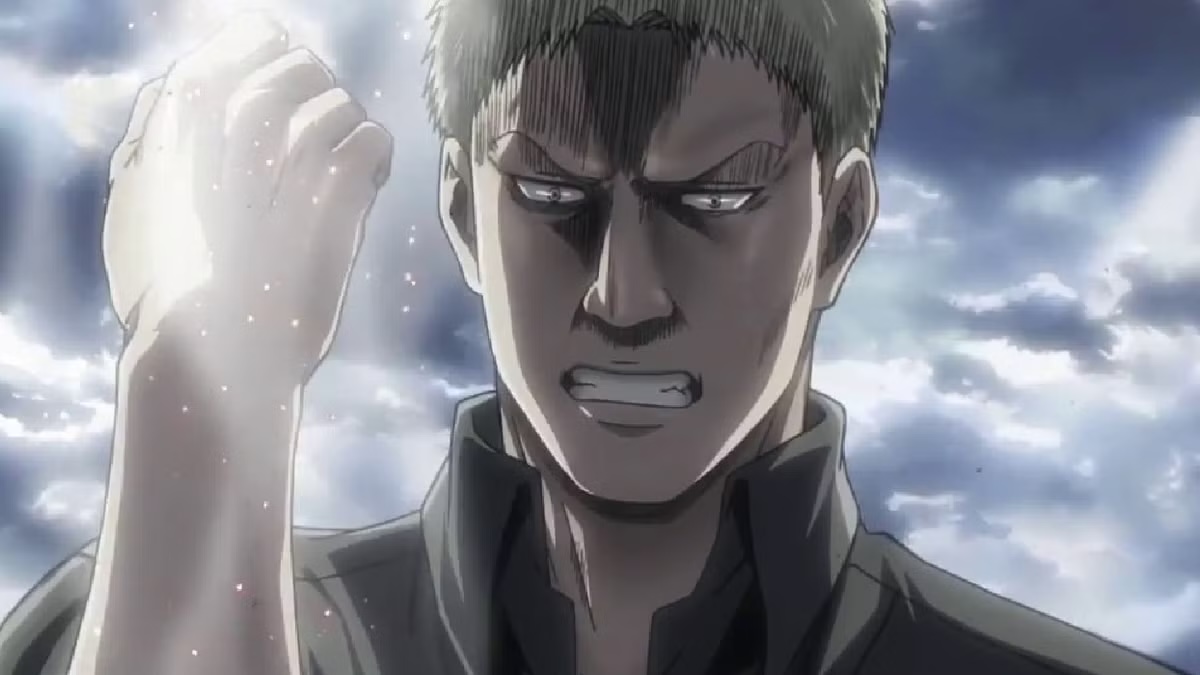 A young soldier looks furious in "Attack On Titan" 