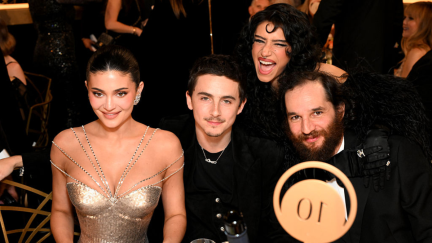(L-R) Kylie Jenner, Timothée Chalamet, Odessa A'zion and Josh Safdie attend Moët & Chandon At The 83rd Annual Golden Globe Awards on January 11, 2026 in Los Angeles, California.