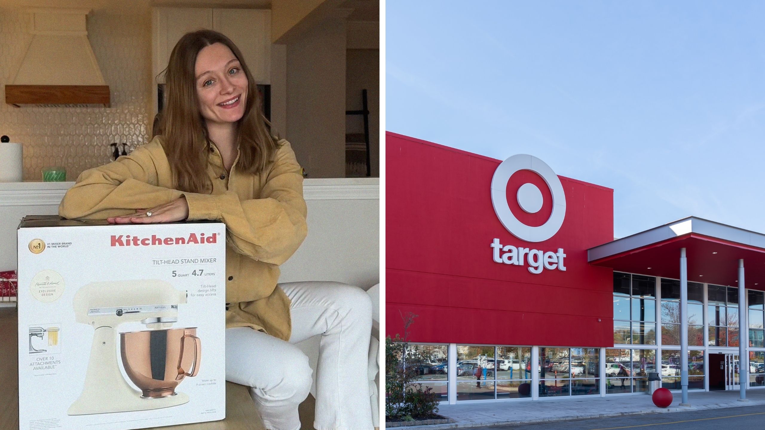 woman shares target scam (l) target store front (r)