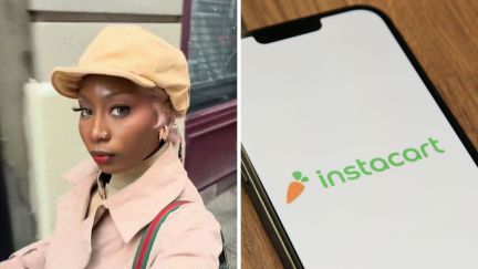 woman shares instacart experience (l) Instacart app (r)