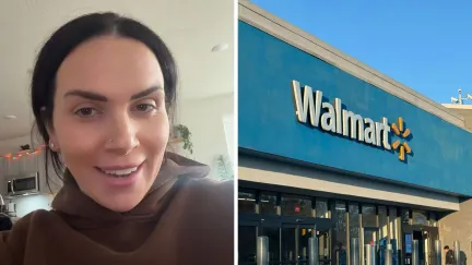 woman shares streaming hack (l) walmart storefront (r)