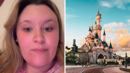 woman shares disneyland issue (l) disneyland california (r)