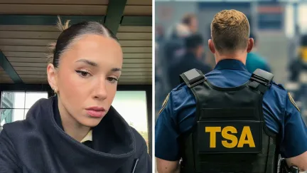 woman shares how tsa helped her (l) tsa security check (r)
