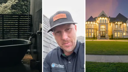 tub getting full (l) man shares a day in the job (c) million dollar home (r)