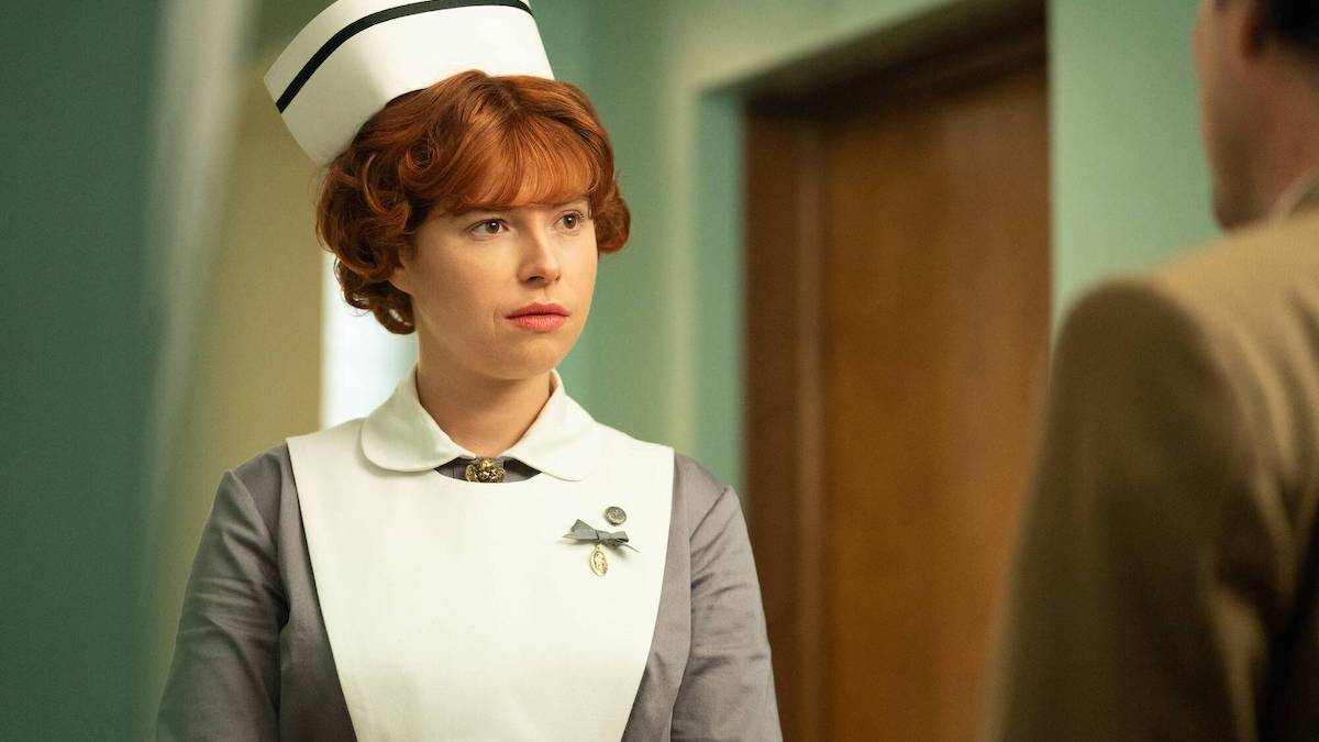 TG4 05-01-21@ 22.30 Fargo(Nurse Oraetta Mayflower) FARGO -- "Welcome to the Alternate Economy" - Year 4, Episode 1 (Airs September 27) Pictured: Jessie Buckley as Oraetta Mayflower. CR: Elizabeth Morris/FX for Caroline Delaney