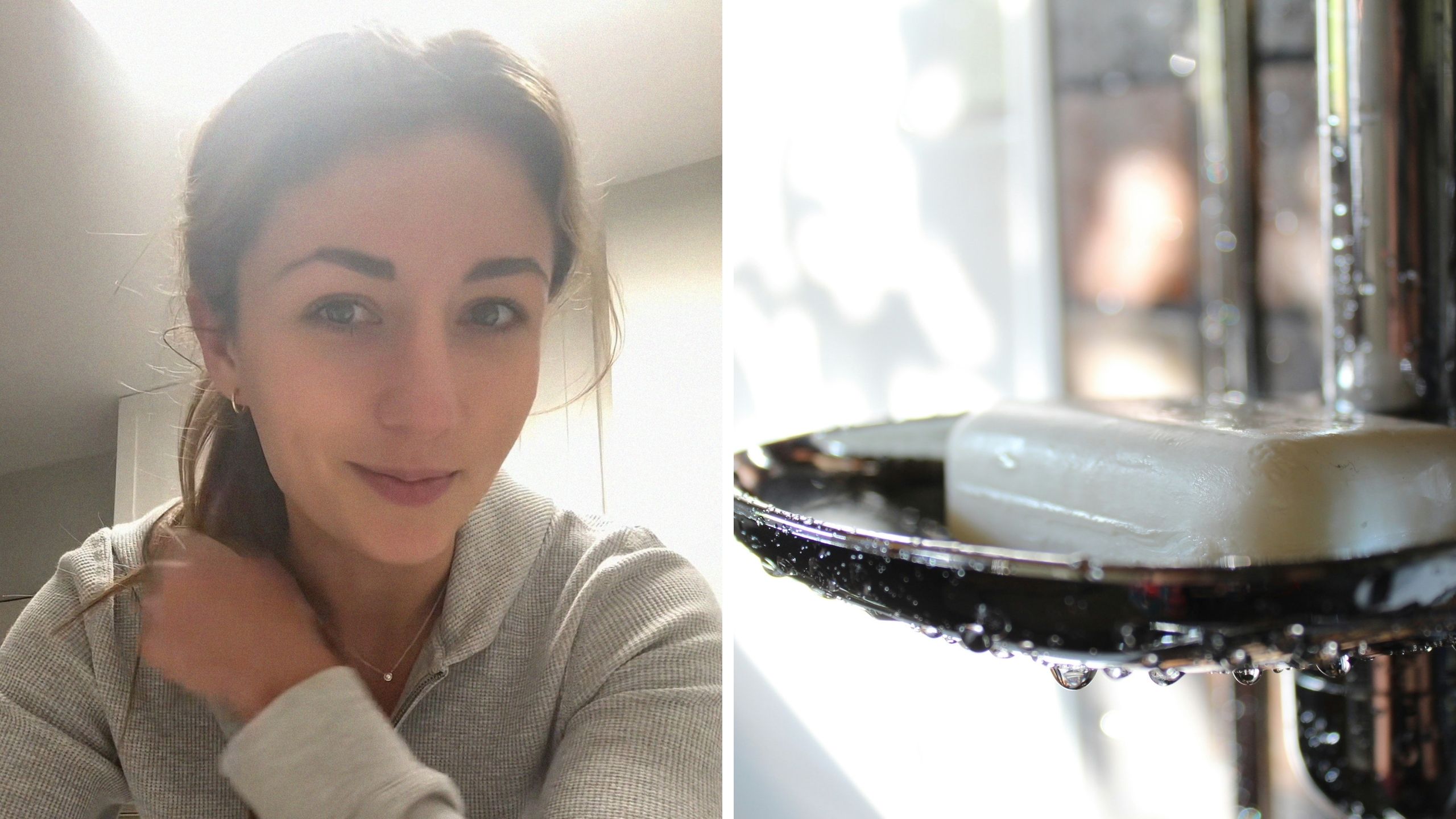 woman shares dating experience (l) soap in shower (r)