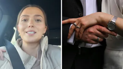 woman shares friendship concern (l) woman being touchy to a man (r)