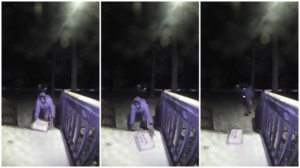 Birthday cake slides off porch after delivery man puts it on an icy porch.