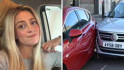 woman shares horrible Parke sample sale experience (l) car hits another due to terrible traffic (r)
