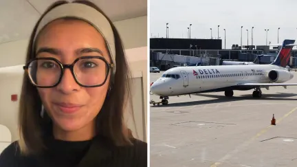 woman shares airlines experience (l) Delta airlines (r)