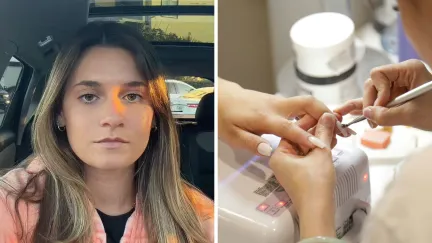 woman shares nail salon issue (l) woman at nails salon (r)