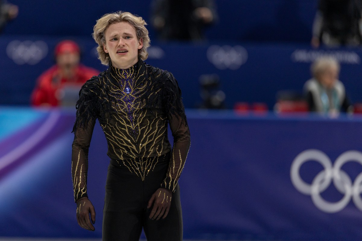 MILAN, ITALY - February 13: Ilia Malinin of the United States reacts to his disastrous routine, in which he fell twice, during the Figure Skating, Men's Singles Skating-Free Skating competition at the Milano Ice Skating Arena at the Milano Cortina Winter Olympic Games 2026 on February 13th, 2026 in Milan, Italy. (Photo by Tim Clayton/Getty Images)