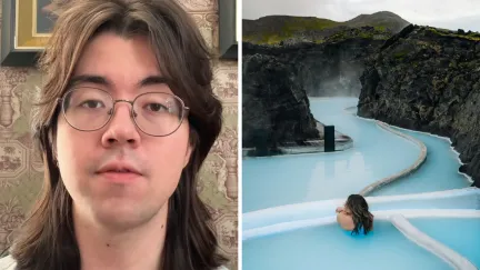 man shares blue lagoon effect (l) Blue lagoon iceland (r)