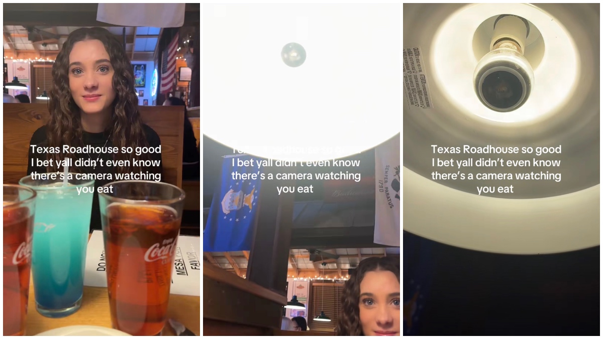 Man claims he found hidden camera in the table lamps at Texas Roadhouse.