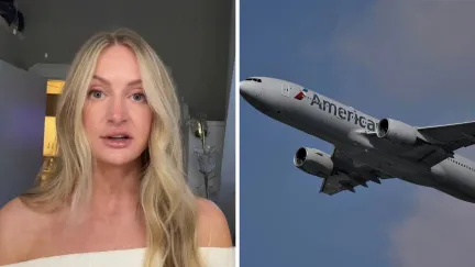 woman shares airline issue (l) american airlines aircraft (r)