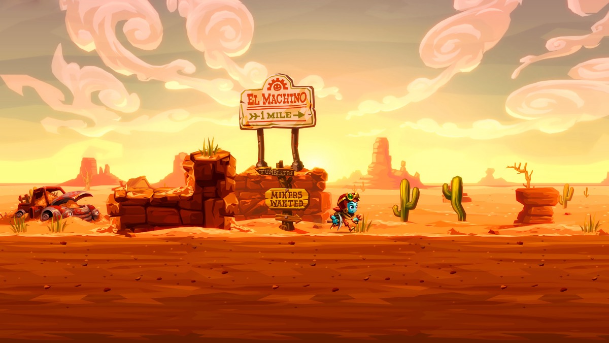 A little adventurer sets out into the desert in "SteamWorld Dig 2"