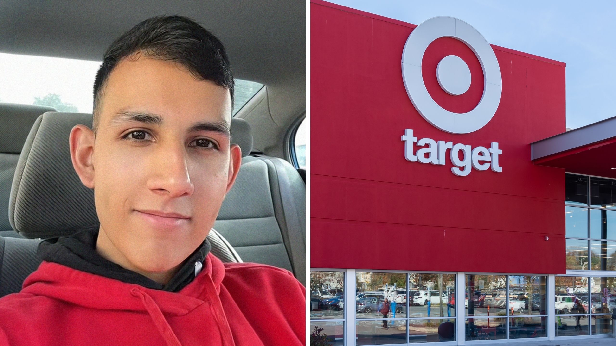 man shares target drive-up service experience (l) Target storefront (r)