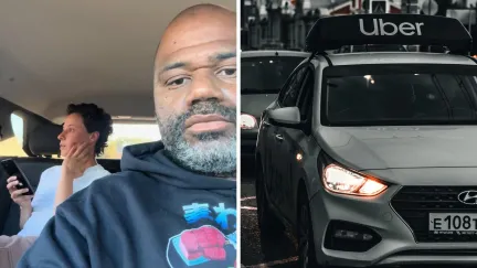 man shares a day in the job (l) Uber vehicle (r)