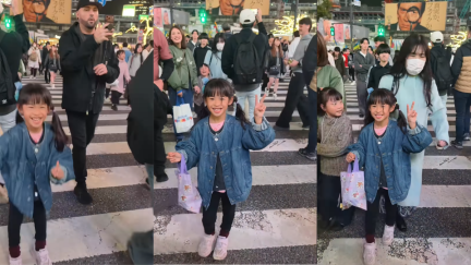 Child gets shoved at Shibuya Crossing by a masked woman