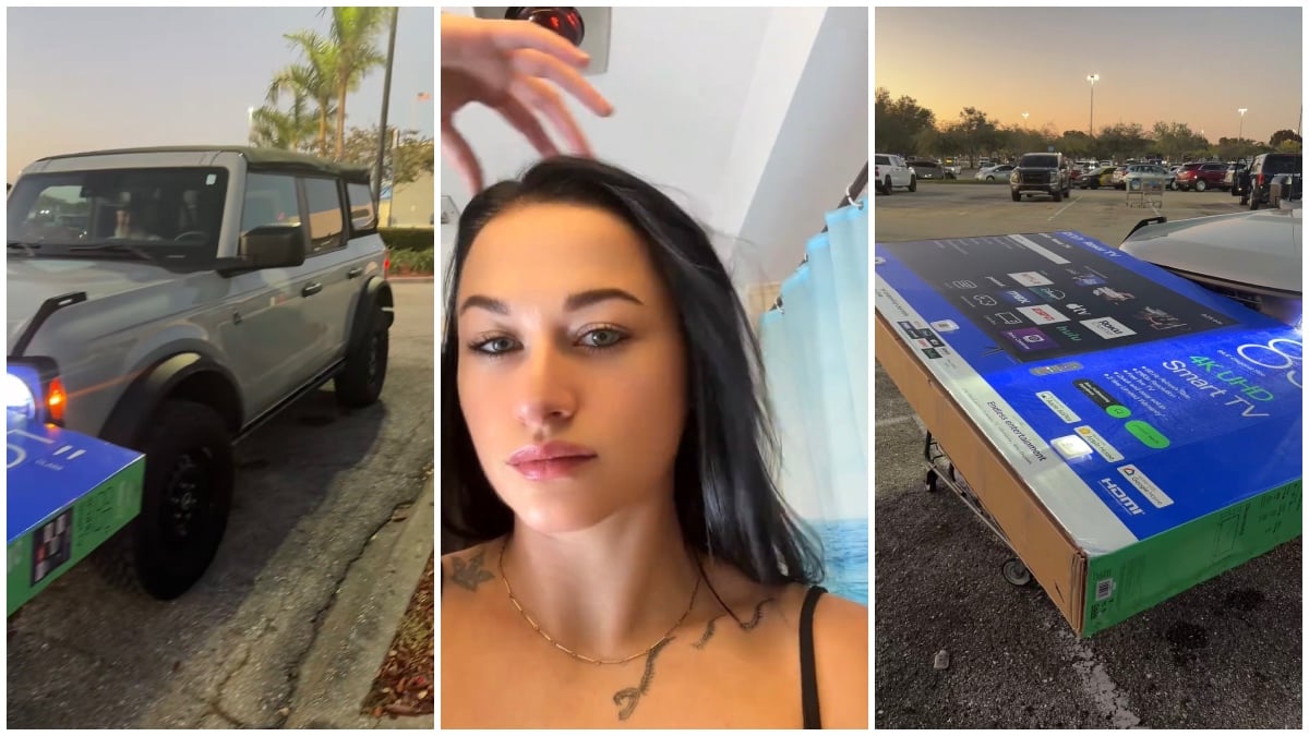 Woman is forced to be stranded outside Walmart for 24 hours after she buys an 85-inch TV and can’t fit it inside her Bronco: ‘I’m just a girl’ Woman is forced to be stranded outside Walmart for 24 hours after she buys an 85-inch TV and can’t fit it inside her Bronco: ‘I’m just a girl’