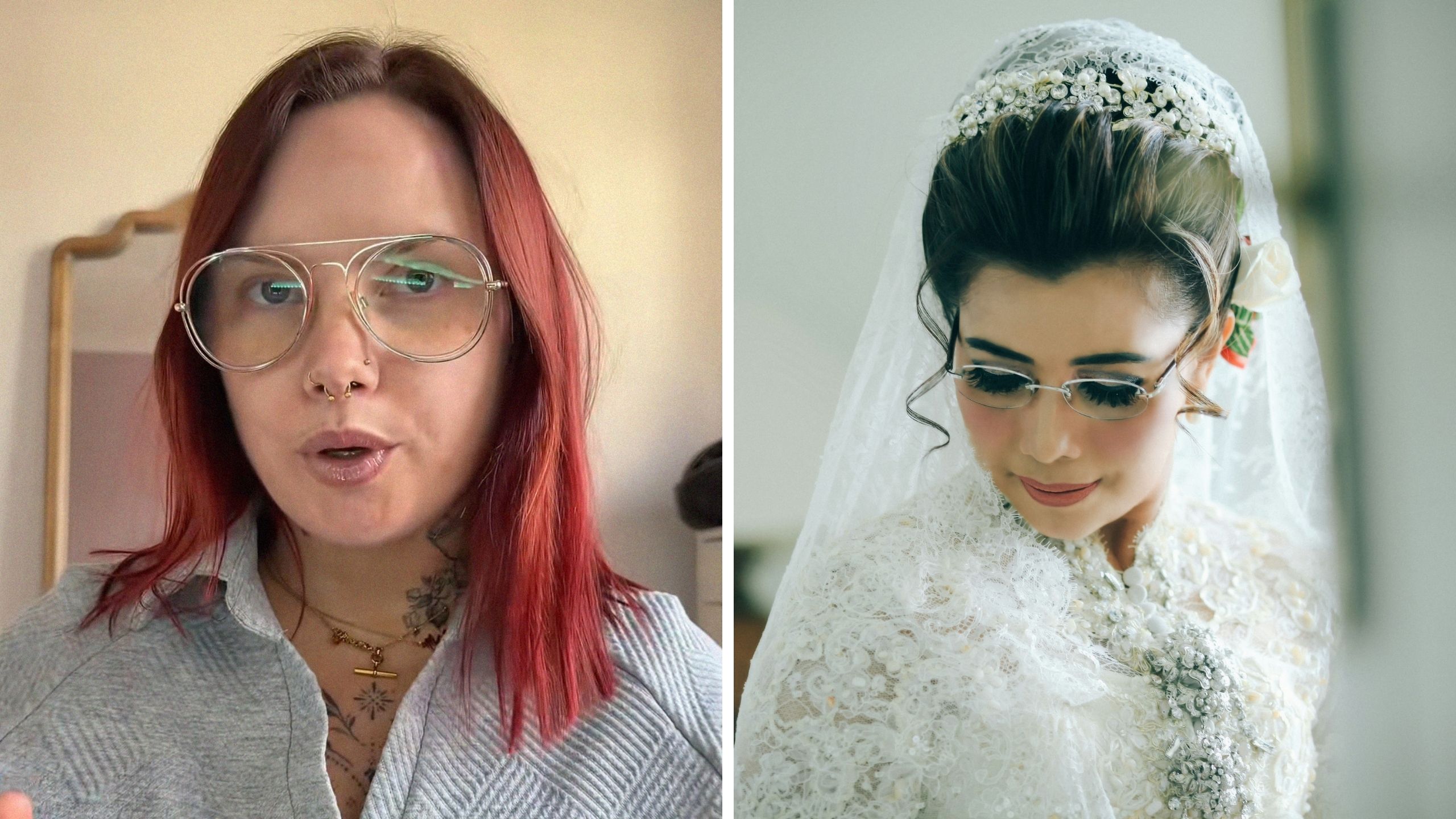Woman decides to wear her glasses on wedding day. Then the internet comes for her: ‘Contact lenses are right there’