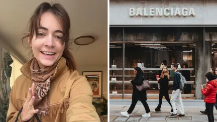 woman shares SoHo shopping experience (l) balenciaga storefront (r)