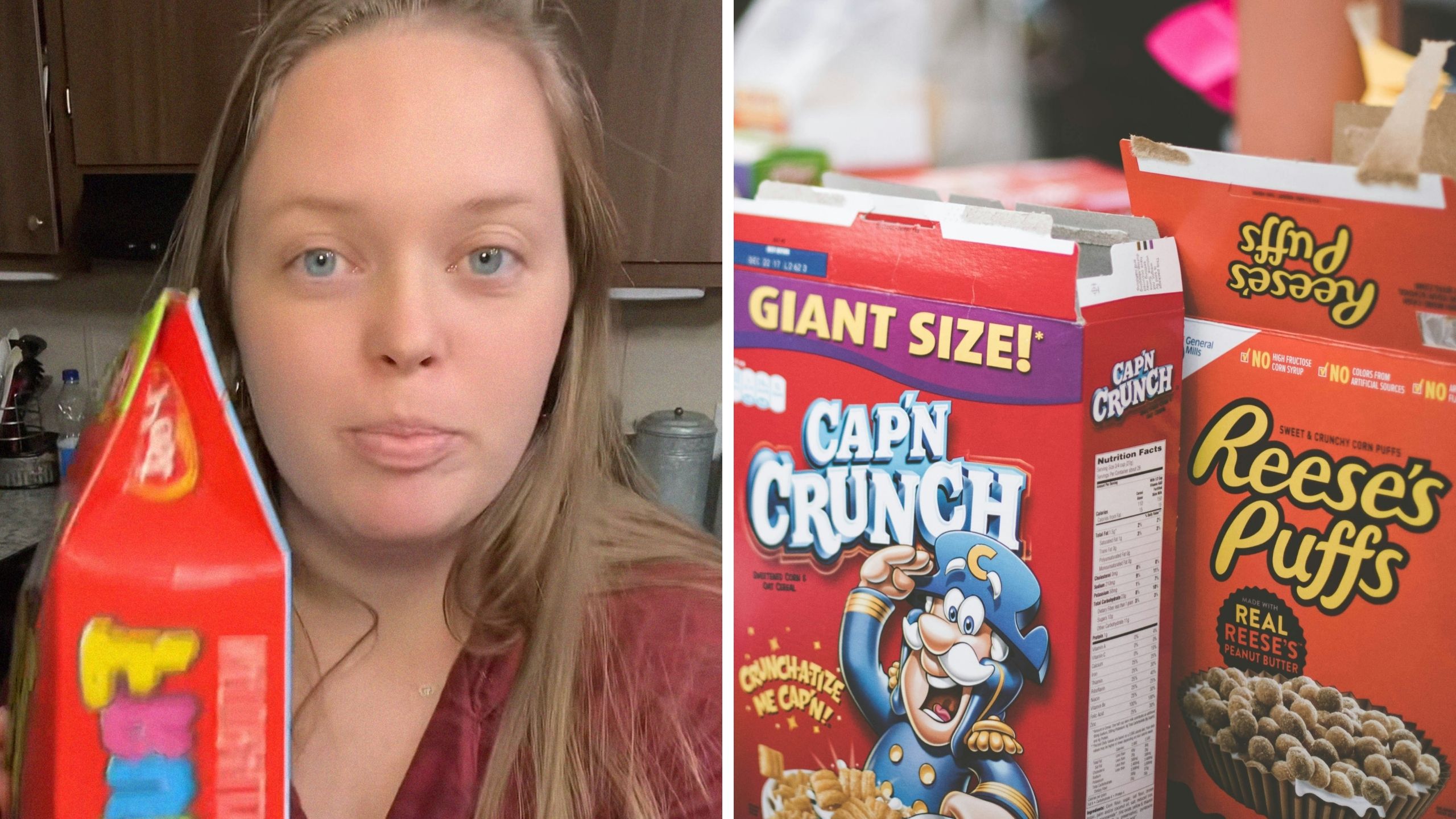 Have you been closing cereal the wrong way your whole life? Woman whips out a box of Fruity Pebbles and shows the ‘right’ way