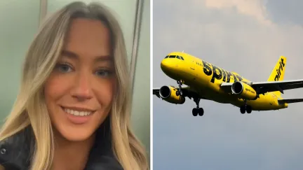 woman shares flight encounter (l) Spirit airlines (r)