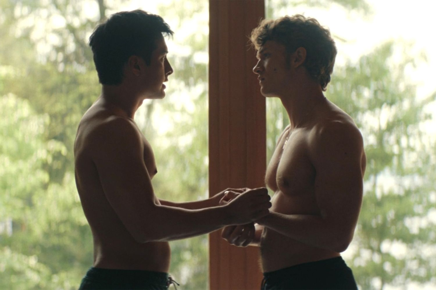 Connor Storrie and Hudson Williams in Heated Rivalry.