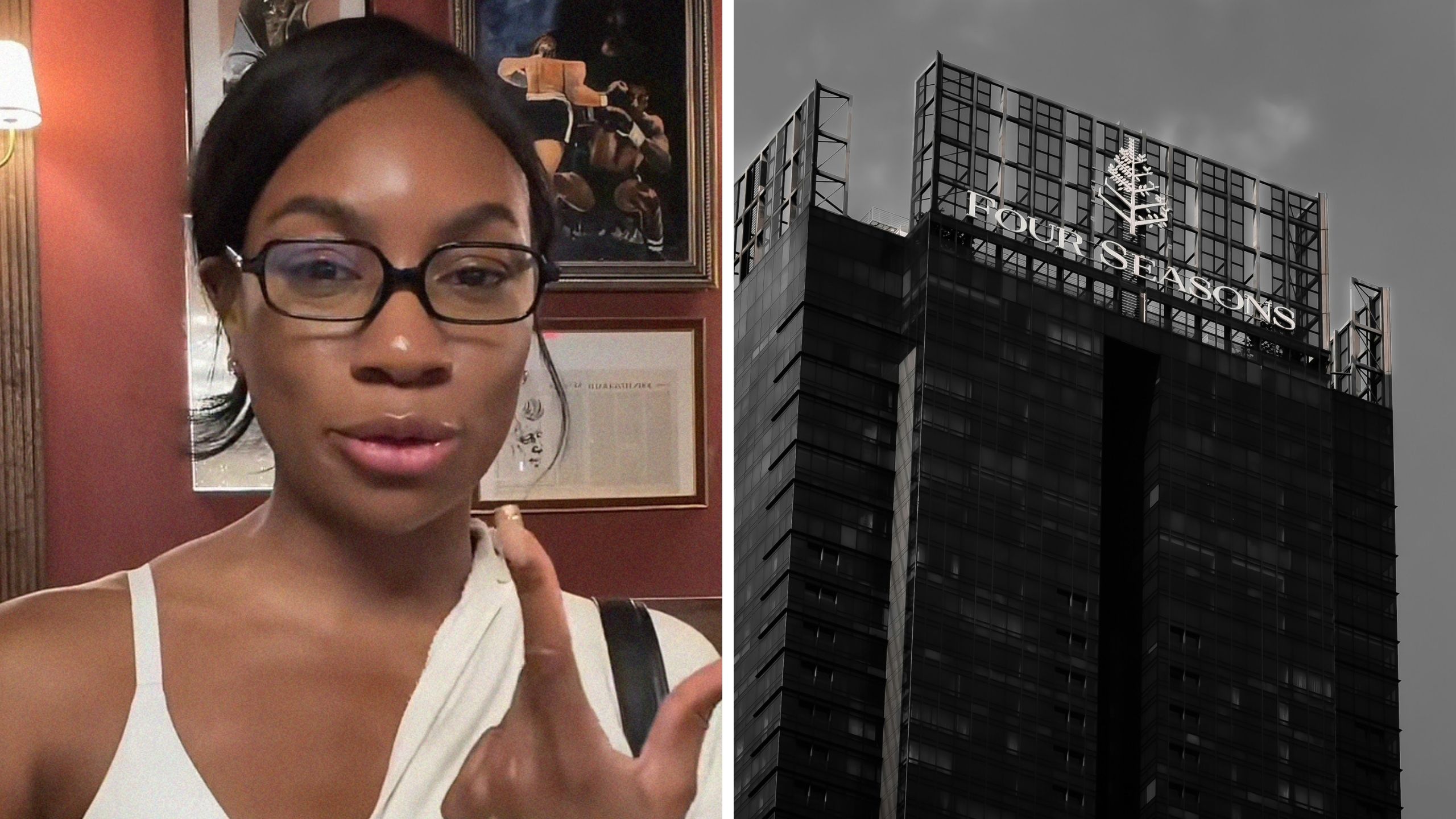 woman shares four seasons experience (l) Four seasons entrance (r)