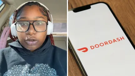woman shares doordash experience and concern (l) doordash app (r)