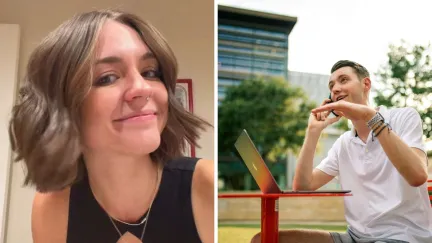 woman shares in law experience that humbled her (l) boyfriend on speaker phone with mother (r)