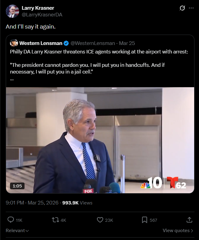 DA Larry Krasner warns ICE agents against using excessive force on civilians in airports