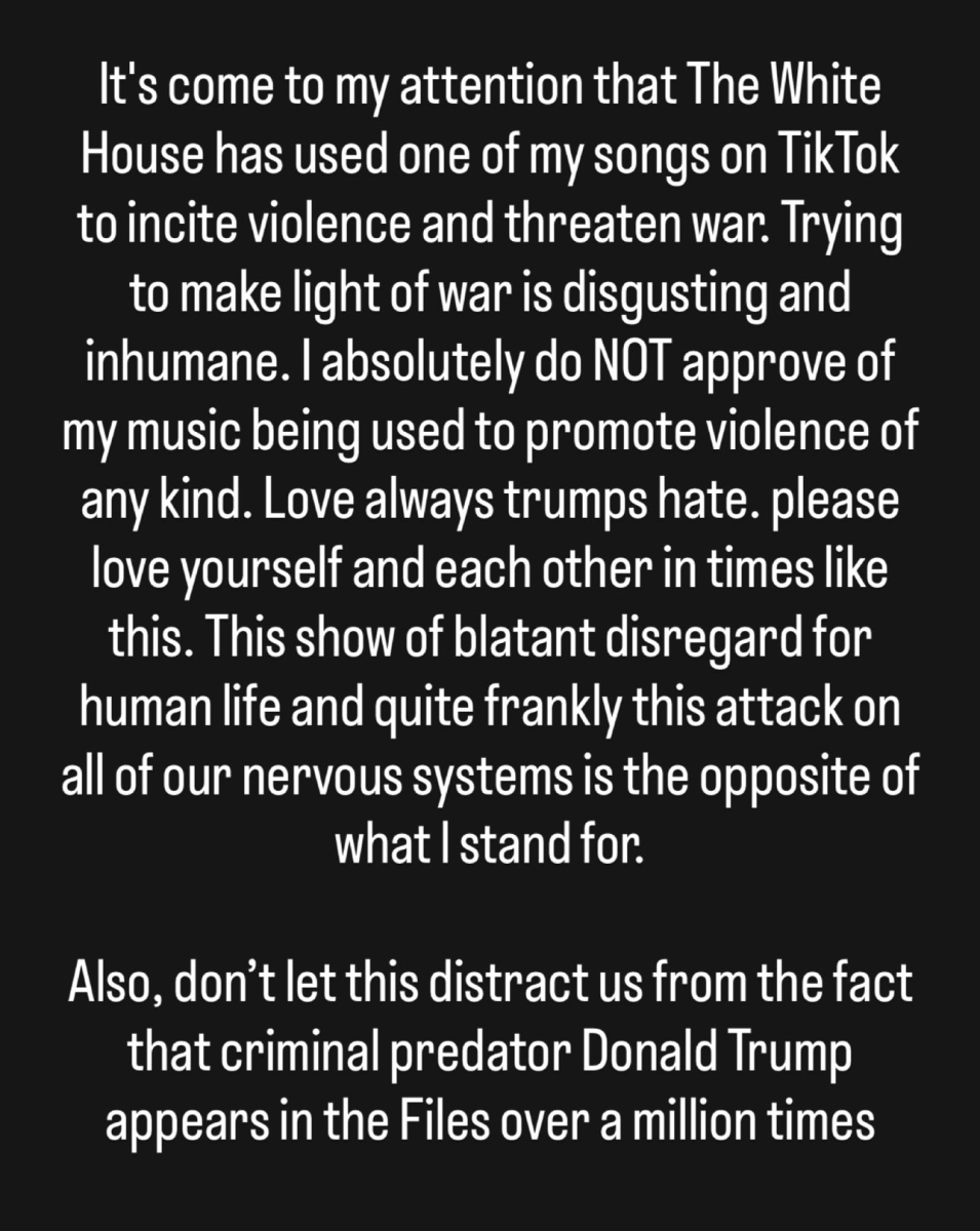 Kesha denounces the White House's use of her music to promote Iran war