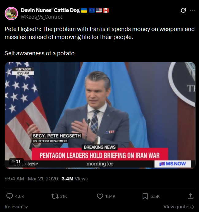 Pete Hegseth accuses Iran of radical ideologies