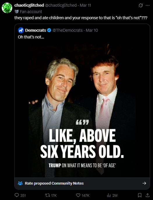 Social media attacks Democratic Party account for crudely captioned post