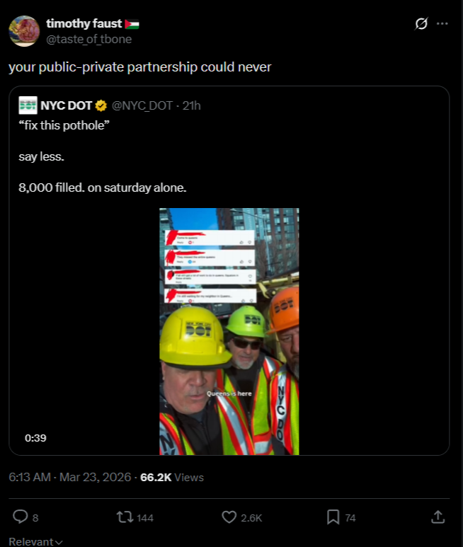 Social media praises Zohran Mamdani for fixing NYC potholes