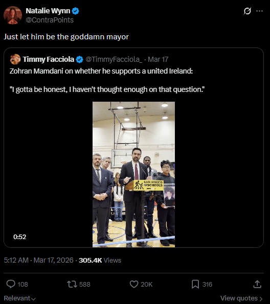 Social media users react to Mamdani ambushed with Irish Unification question